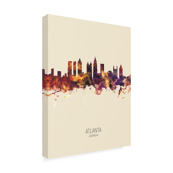 Michael Tompsett 'Atlanta Georgia Skyline Portrait III' Canvas Art,18x24